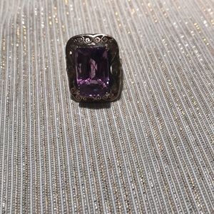 Antique silver and amethyst Turkish ring